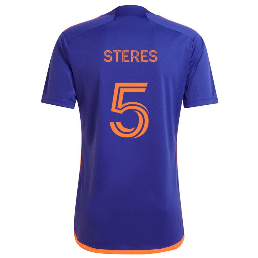 Kids Football Daniel Steres #5 Purple Orange Away Jersey 2024/25 T-Shirt Za