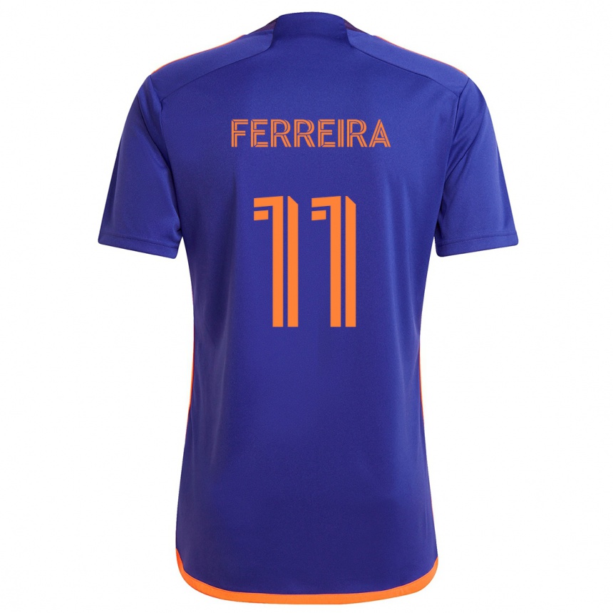 Kids Football Sebastián Ferreira #11 Purple Orange Away Jersey 2024/25 T-Shirt Za