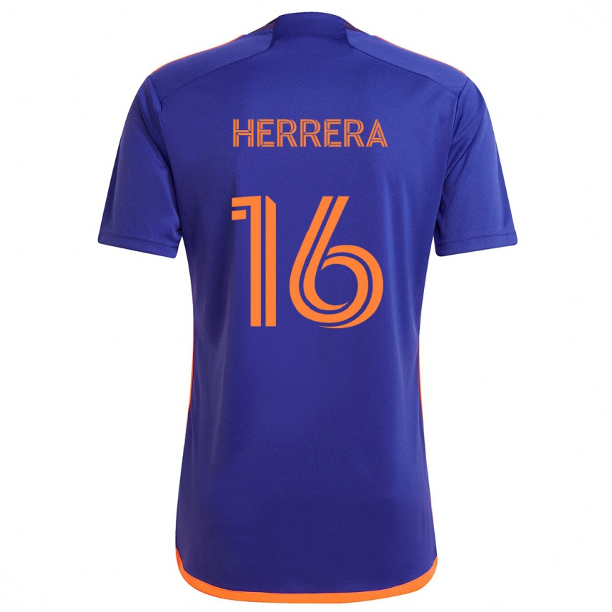 Kids Football Héctor Herrera #16 Purple Orange Away Jersey 2024/25 T-Shirt Za