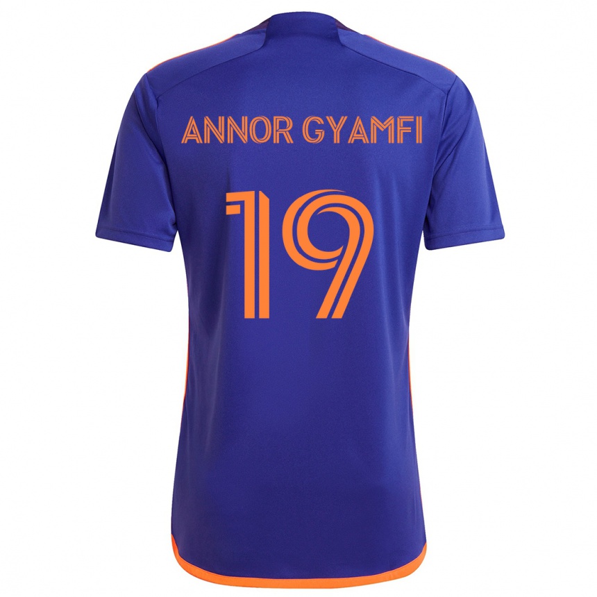 Kids Football Stephen Annor Gyamfi #19 Purple Orange Away Jersey 2024/25 T-Shirt Za