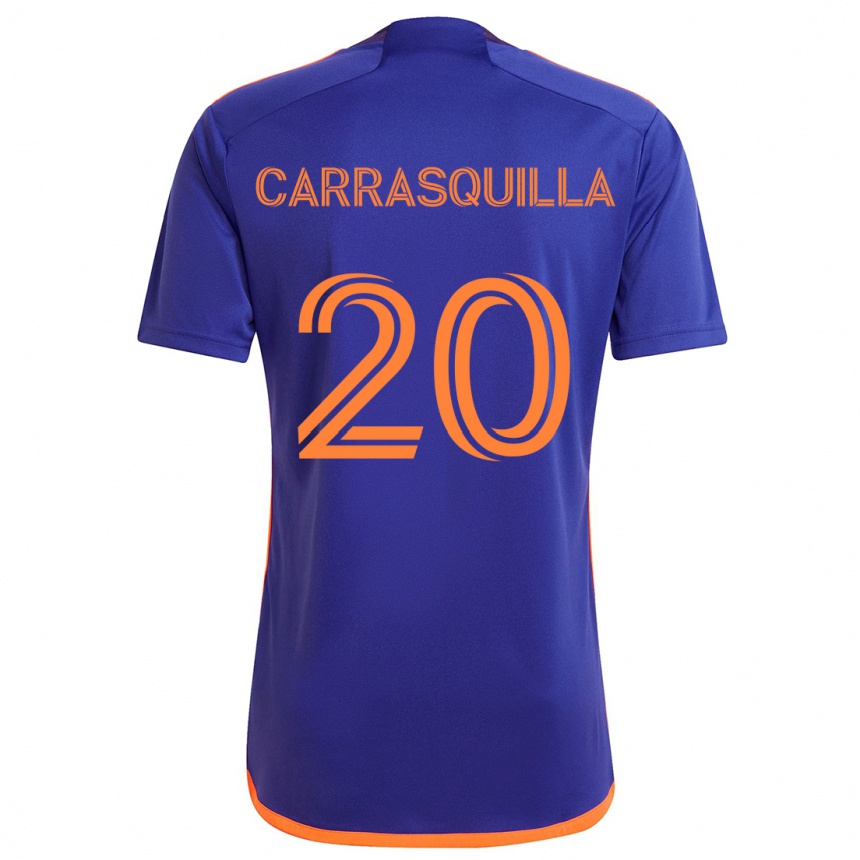 Kids Football Adalberto Carrasquilla #20 Purple Orange Away Jersey 2024/25 T-Shirt Za