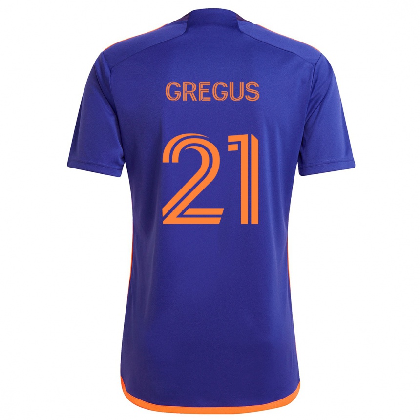 Kids Football Ján Gregus #21 Purple Orange Away Jersey 2024/25 T-Shirt Za