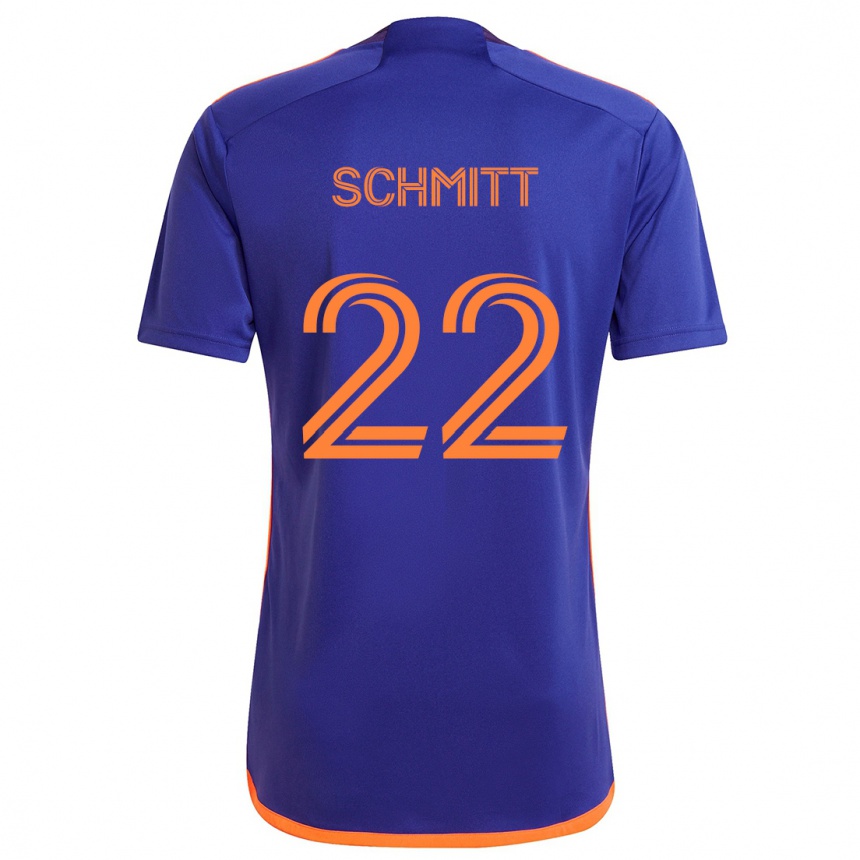 Kids Football Tate Schmitt #22 Purple Orange Away Jersey 2024/25 T-Shirt Za