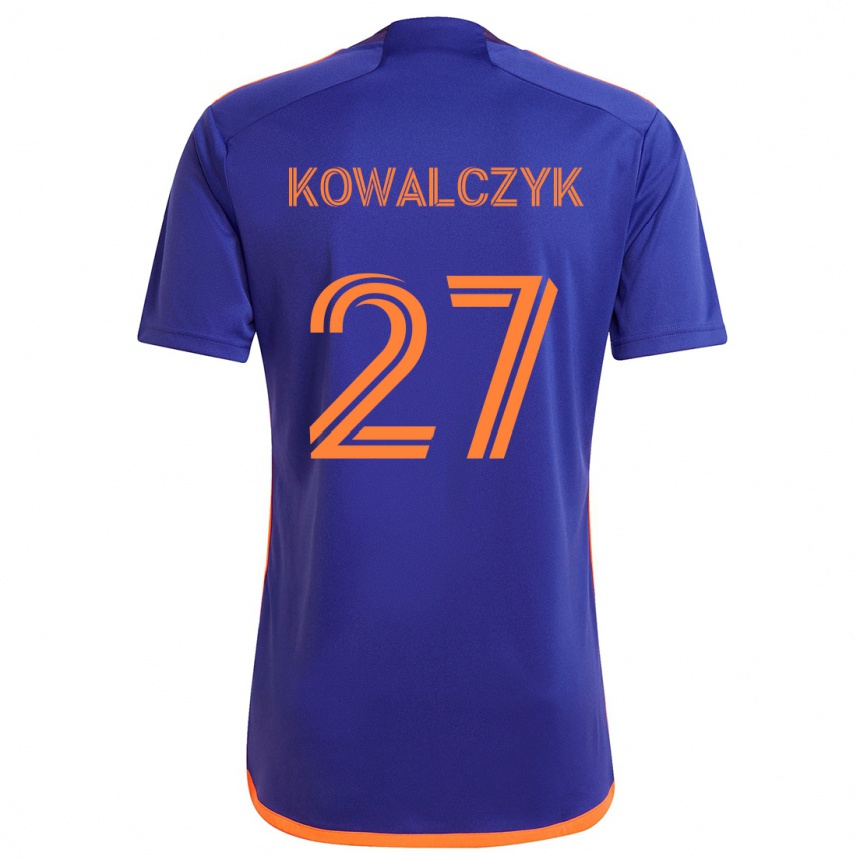 Kids Football Sebastian Kowalczyk #27 Purple Orange Away Jersey 2024/25 T-Shirt Za