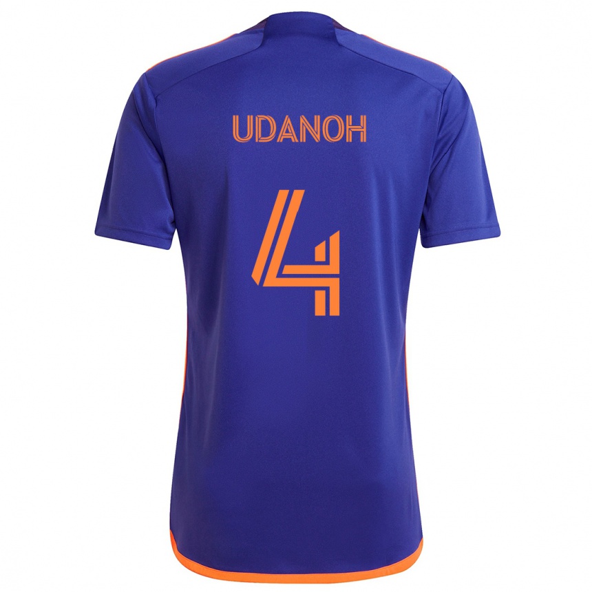 Kids Football Iffy Udanoh #4 Purple Orange Away Jersey 2024/25 T-Shirt Za