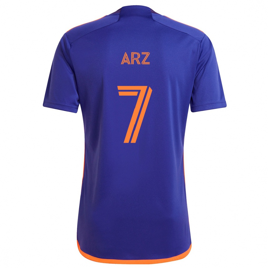 Kids Football Exon Arzú #7 Purple Orange Away Jersey 2024/25 T-Shirt Za