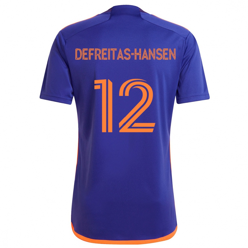 Kids Football Nicholas Defreitas-Hansen #12 Purple Orange Away Jersey 2024/25 T-Shirt Za