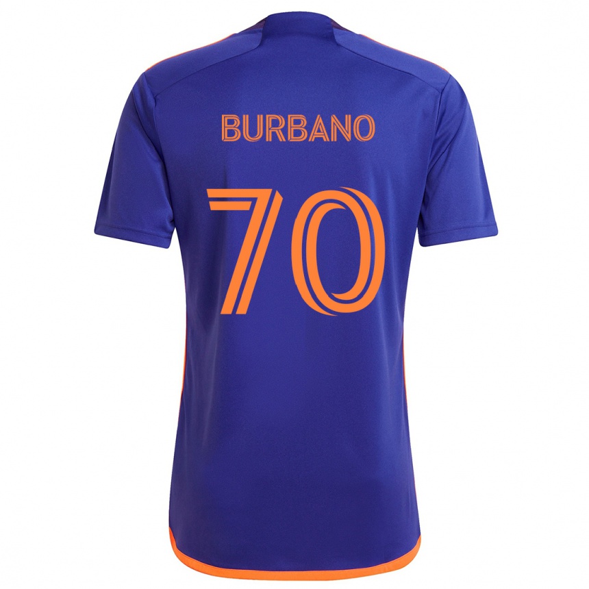 Kids Football Jordy Burbano #70 Purple Orange Away Jersey 2024/25 T-Shirt Za