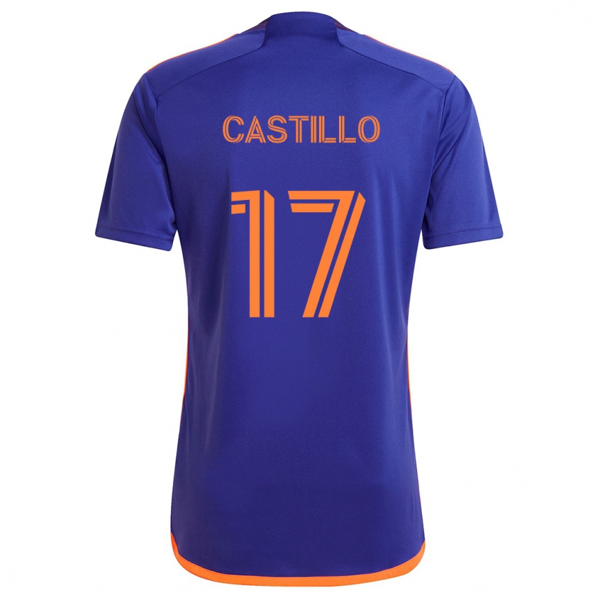 Kids Football Joyner Castillo #17 Purple Orange Away Jersey 2024/25 T-Shirt Za