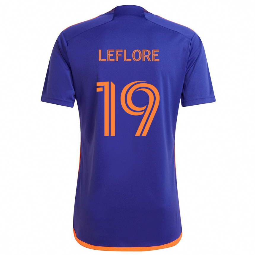 Kids Football Isaiah Leflore #19 Purple Orange Away Jersey 2024/25 T-Shirt Za