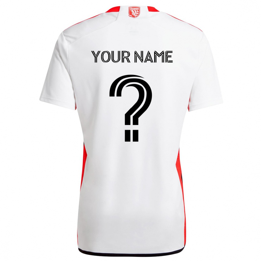 Kids Football Your Name #0 White Red Away Jersey 2024/25 T-Shirt Za