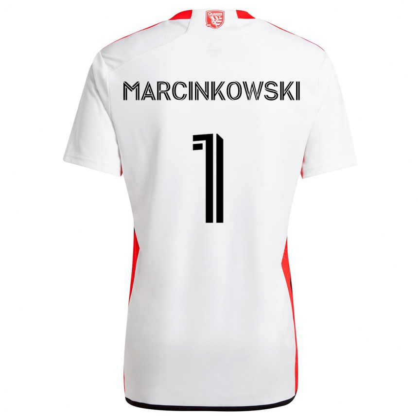 Kids Football Jt Marcinkowski #1 White Red Away Jersey 2024/25 T-Shirt Za