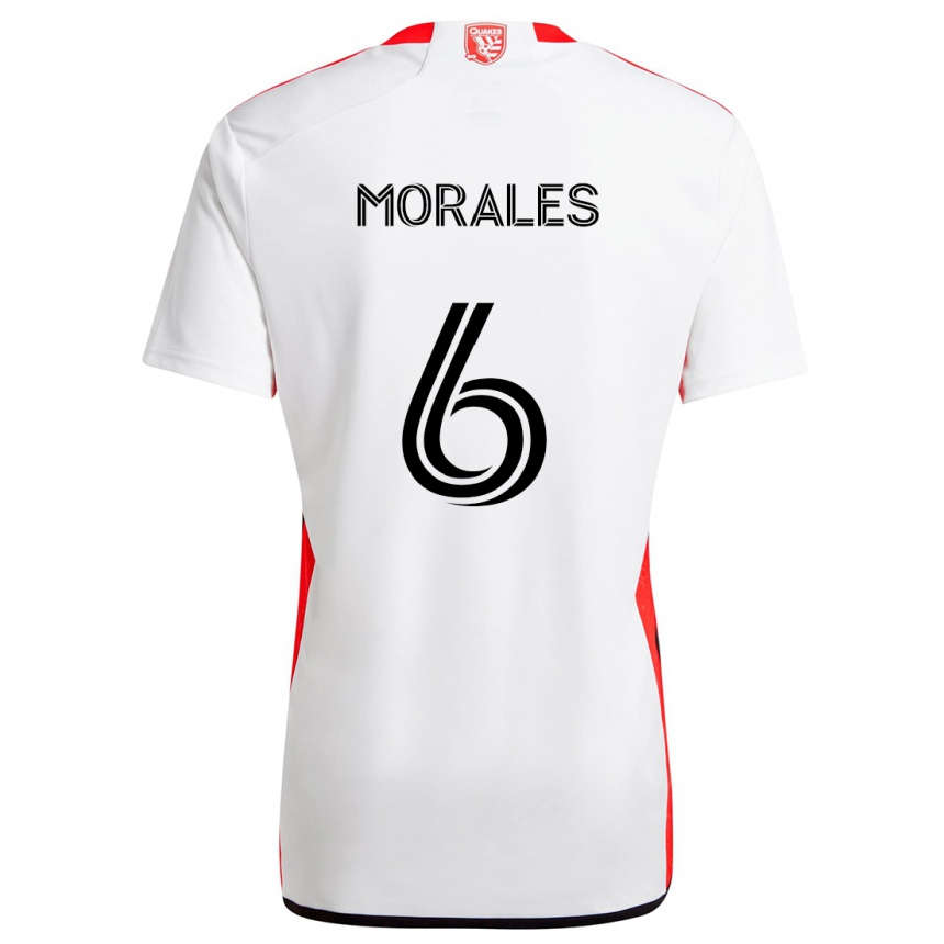 Kids Football Alfredo Morales #6 White Red Away Jersey 2024/25 T-Shirt Za