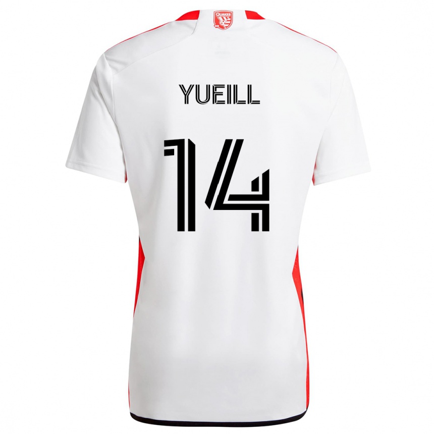 Kids Football Jackson Yueill #14 White Red Away Jersey 2024/25 T-Shirt Za