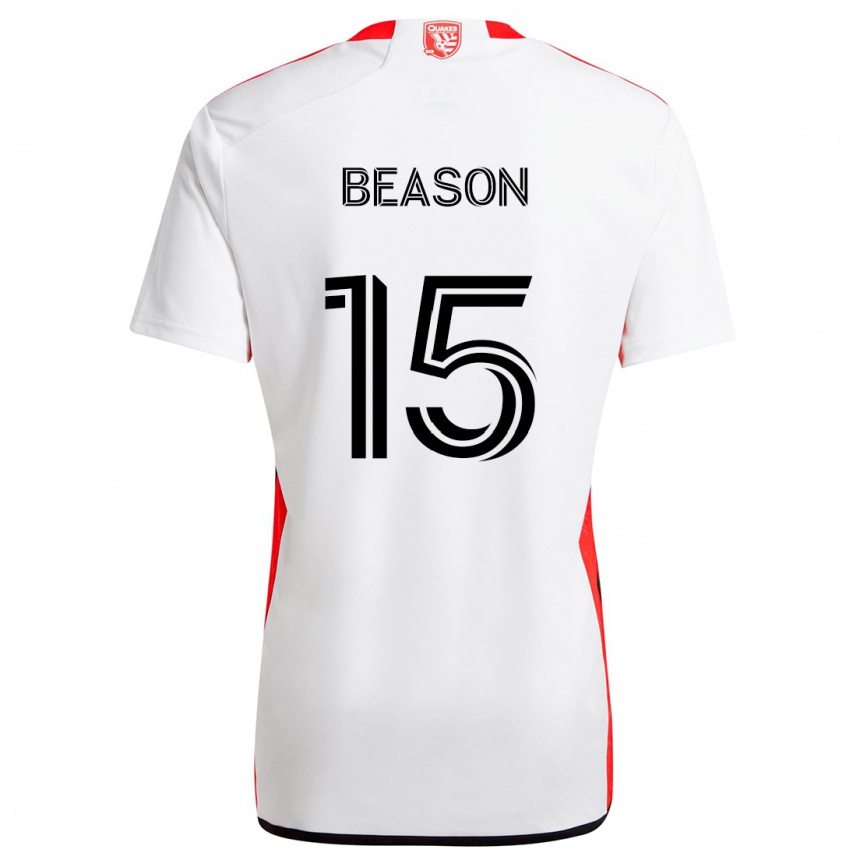 Kids Football Tanner Beason #15 White Red Away Jersey 2024/25 T-Shirt Za