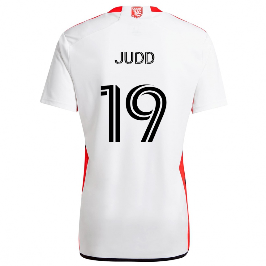 Kids Football Preston Judd #19 White Red Away Jersey 2024/25 T-Shirt Za