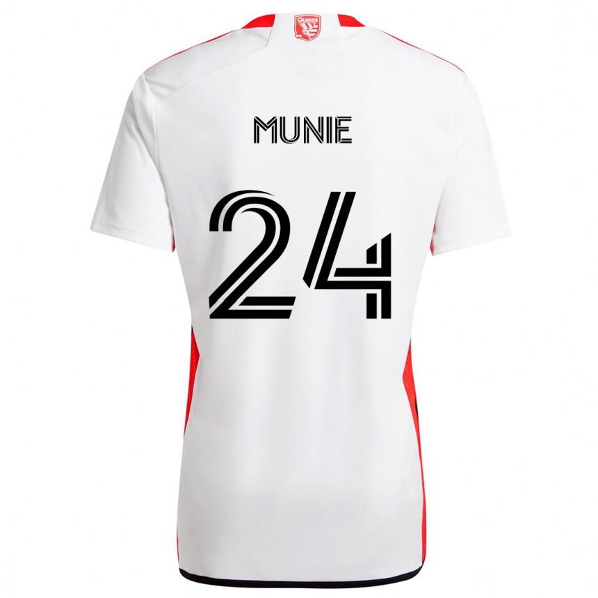 Kids Football Daniel Munie #24 White Red Away Jersey 2024/25 T-Shirt Za