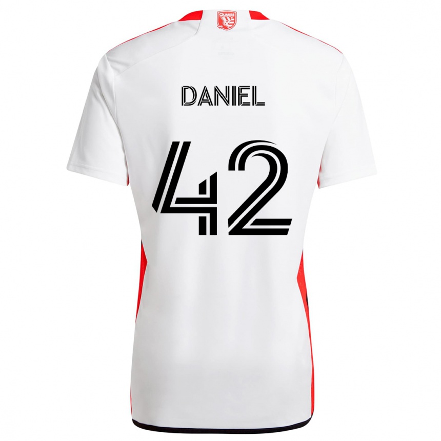 Kids Football Daniel #42 White Red Away Jersey 2024/25 T-Shirt Za