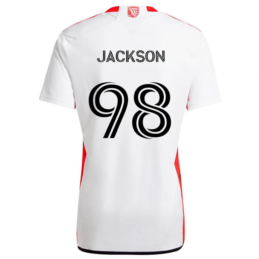 Kids Football Jacob Jackson #98 White Red Away Jersey 2024/25 T-Shirt Za