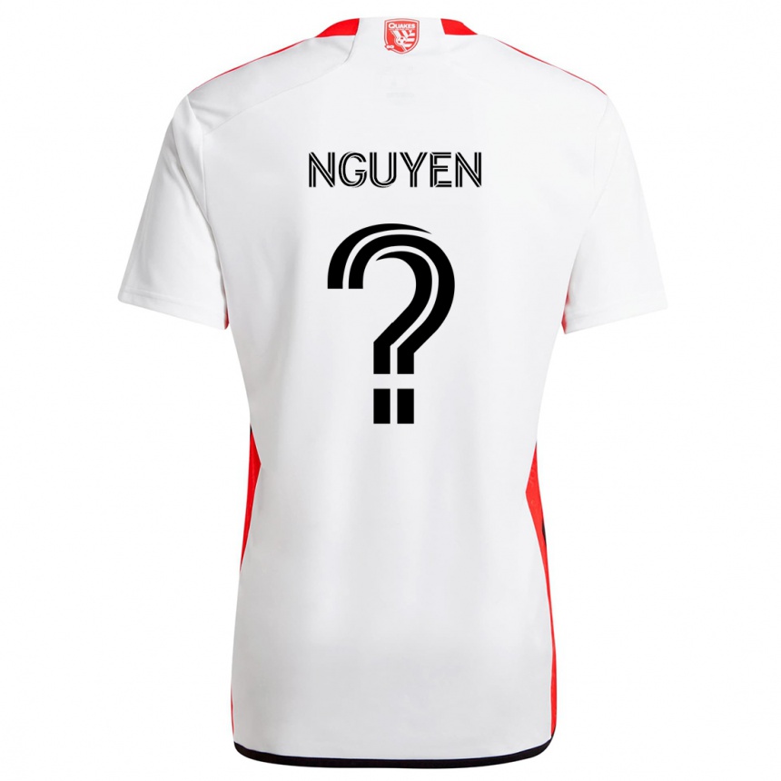 Kids Football Christopher Nguyen #0 White Red Away Jersey 2024/25 T-Shirt Za