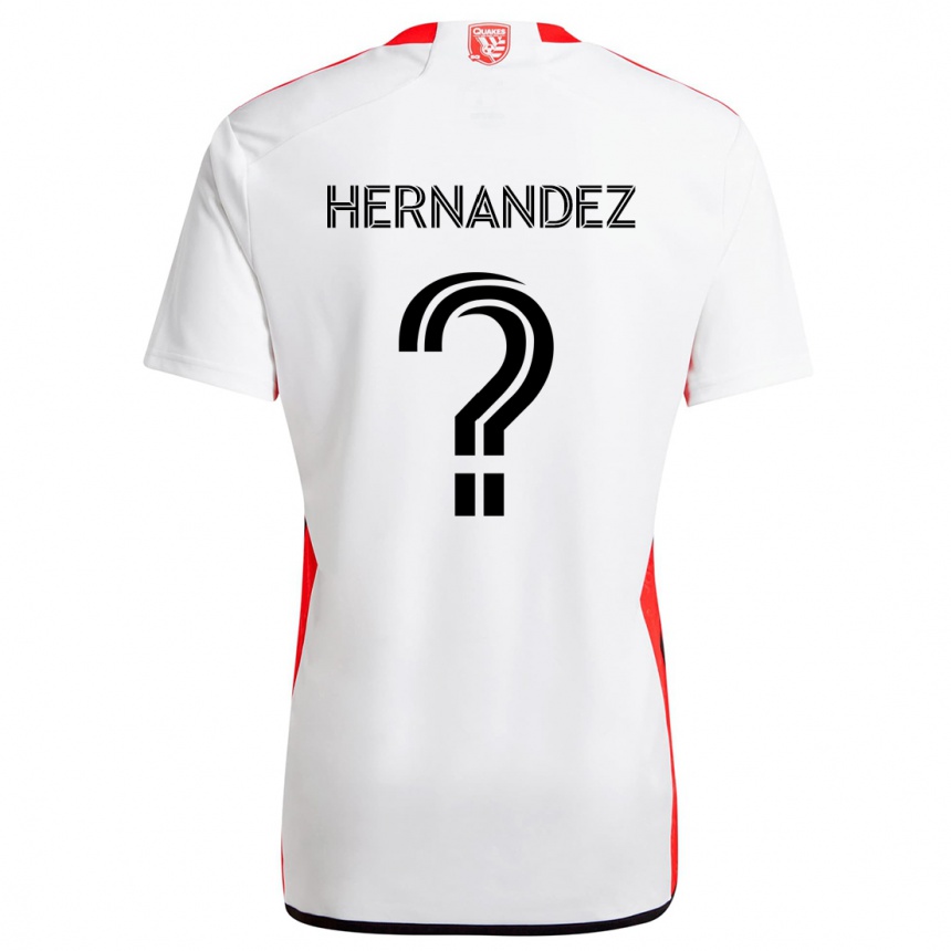 Kids Football Oliver Hernandez #0 White Red Away Jersey 2024/25 T-Shirt Za