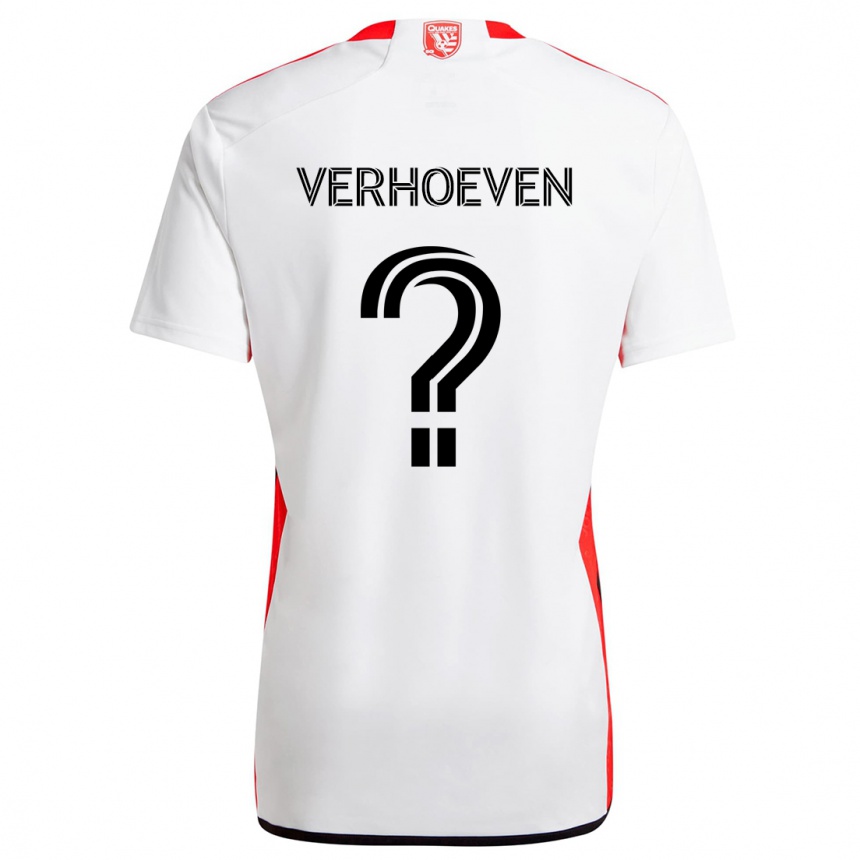 Kids Football Oscar Verhoeven #0 White Red Away Jersey 2024/25 T-Shirt Za