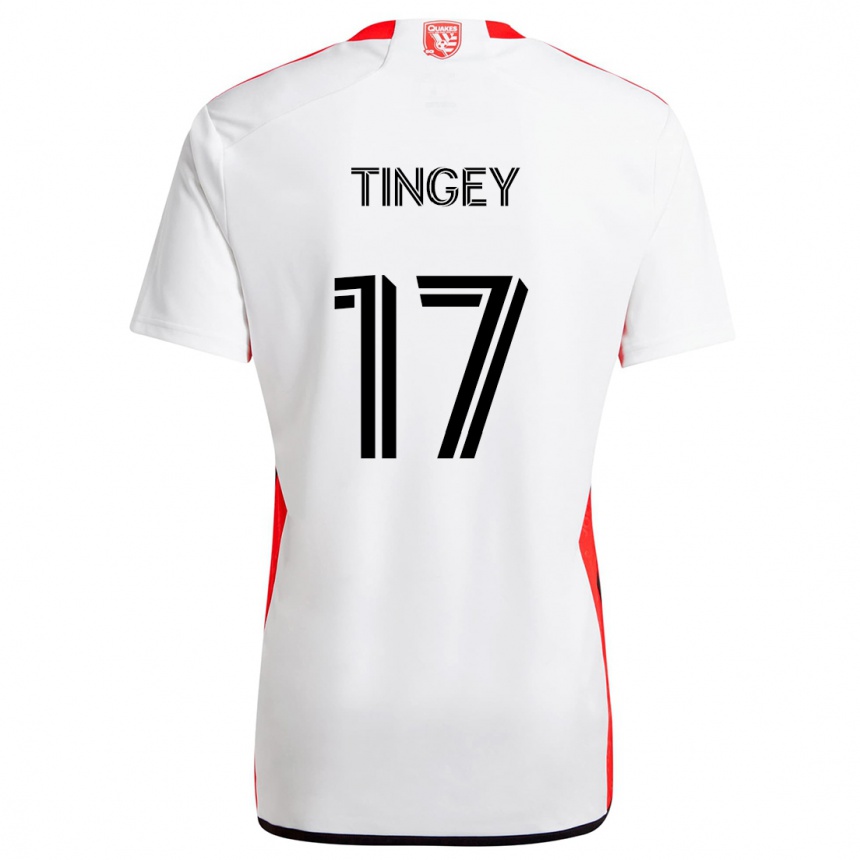 Kids Football Keegan Tingey #17 White Red Away Jersey 2024/25 T-Shirt Za