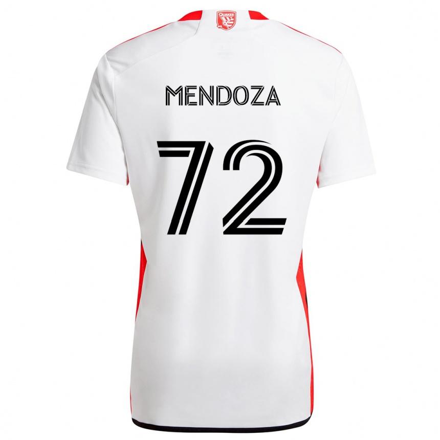 Kids Football Edwyn Mendoza #72 White Red Away Jersey 2024/25 T-Shirt Za