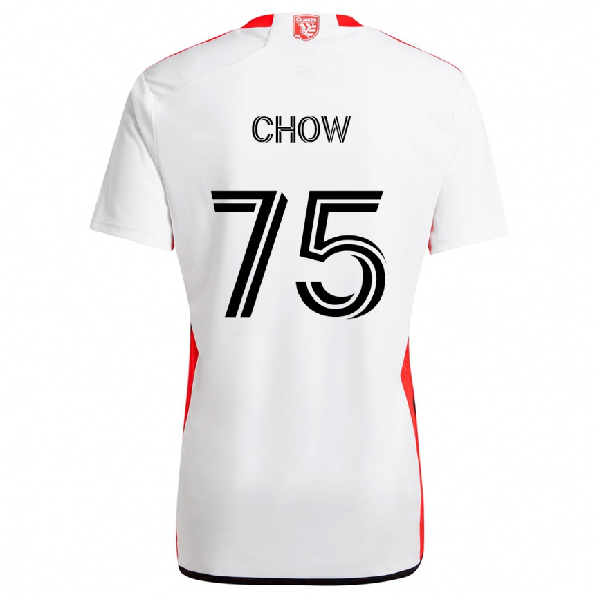 Kids Football Alex Chow #75 White Red Away Jersey 2024/25 T-Shirt Za