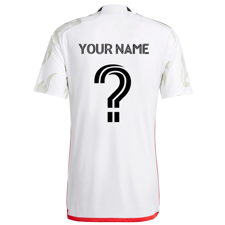 Kids Football Your Name #0 White Red Black Away Jersey 2024/25 T-Shirt Za