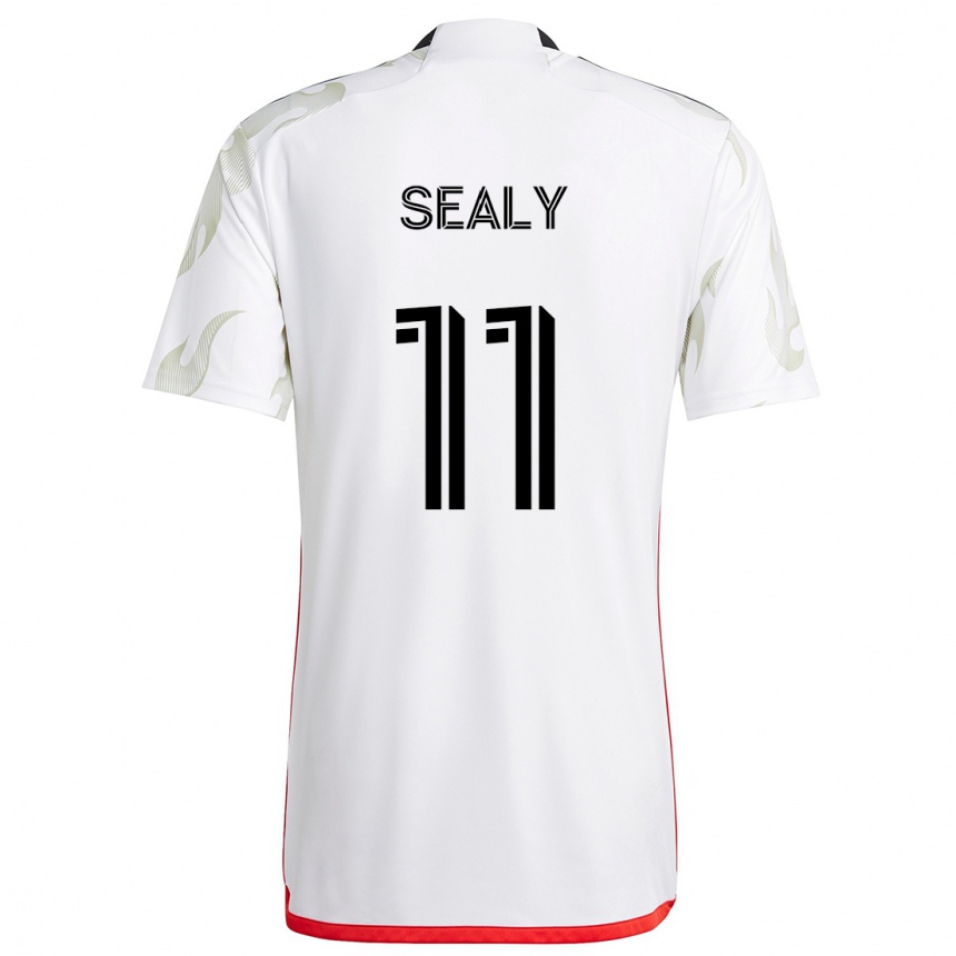 Kids Football Dante Sealy #11 White Red Black Away Jersey 2024/25 T-Shirt Za