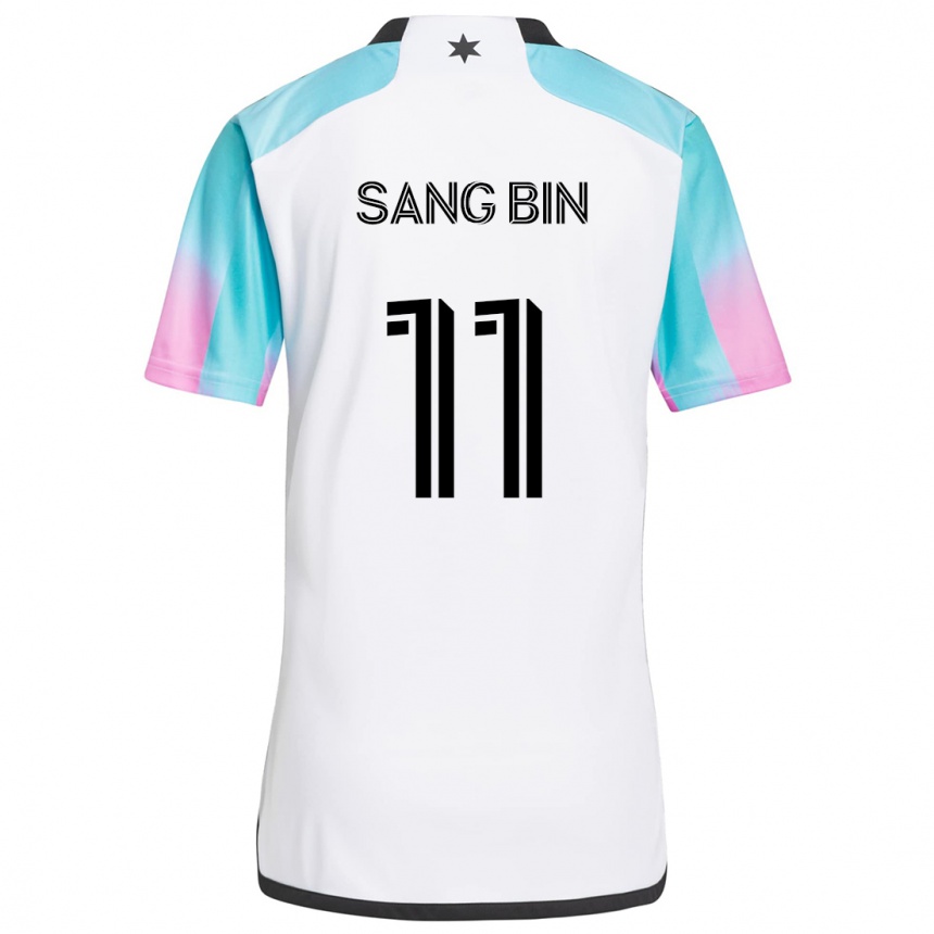 Kids Football Sang-Bin Jeong #11 White Blue Black Away Jersey 2024/25 T-Shirt Za