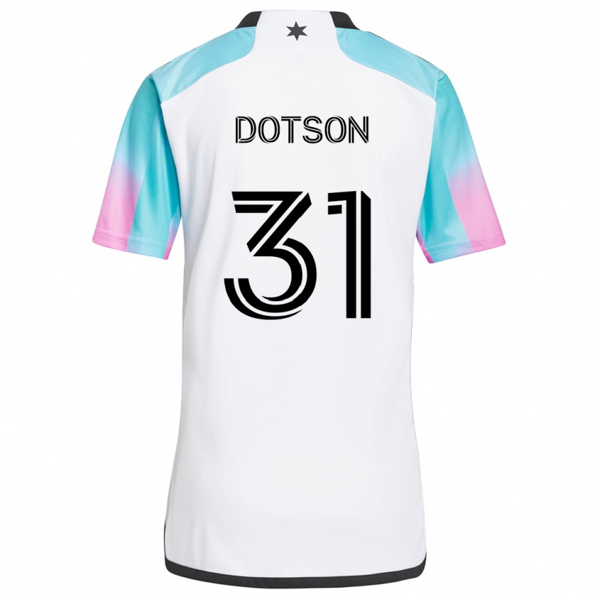 Kids Football Hassani Dotson #31 White Blue Black Away Jersey 2024/25 T-Shirt Za