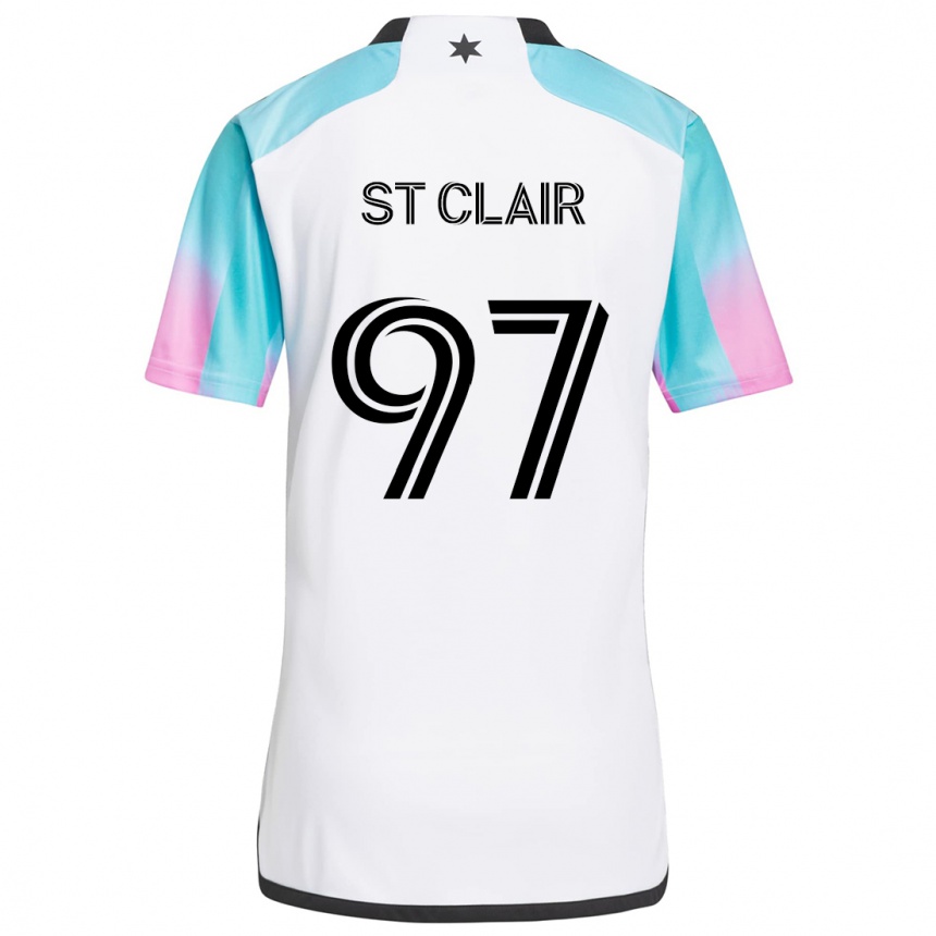 Kids Football Dayne St. Clair #97 White Blue Black Away Jersey 2024/25 T-Shirt Za