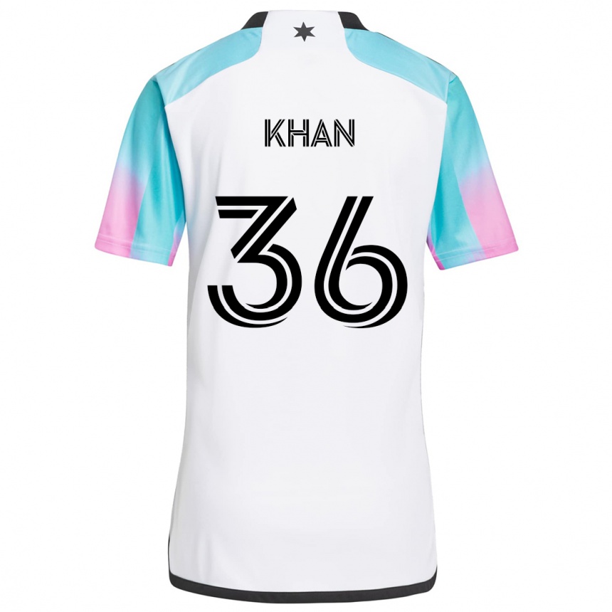 Kids Football Molik Khan #36 White Blue Black Away Jersey 2024/25 T-Shirt Za