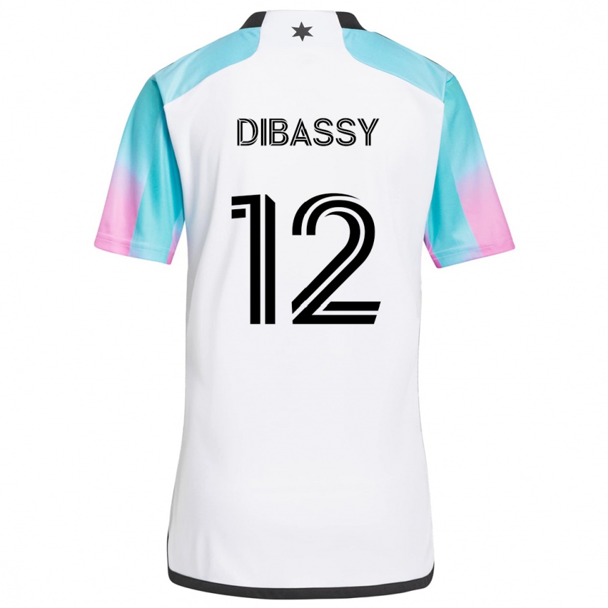 Kids Football Bakaye Dibassy #12 White Blue Black Away Jersey 2024/25 T-Shirt Za