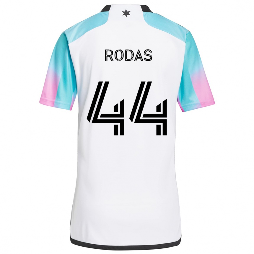 Kids Football Geremy Rodas #44 White Blue Black Away Jersey 2024/25 T-Shirt Za