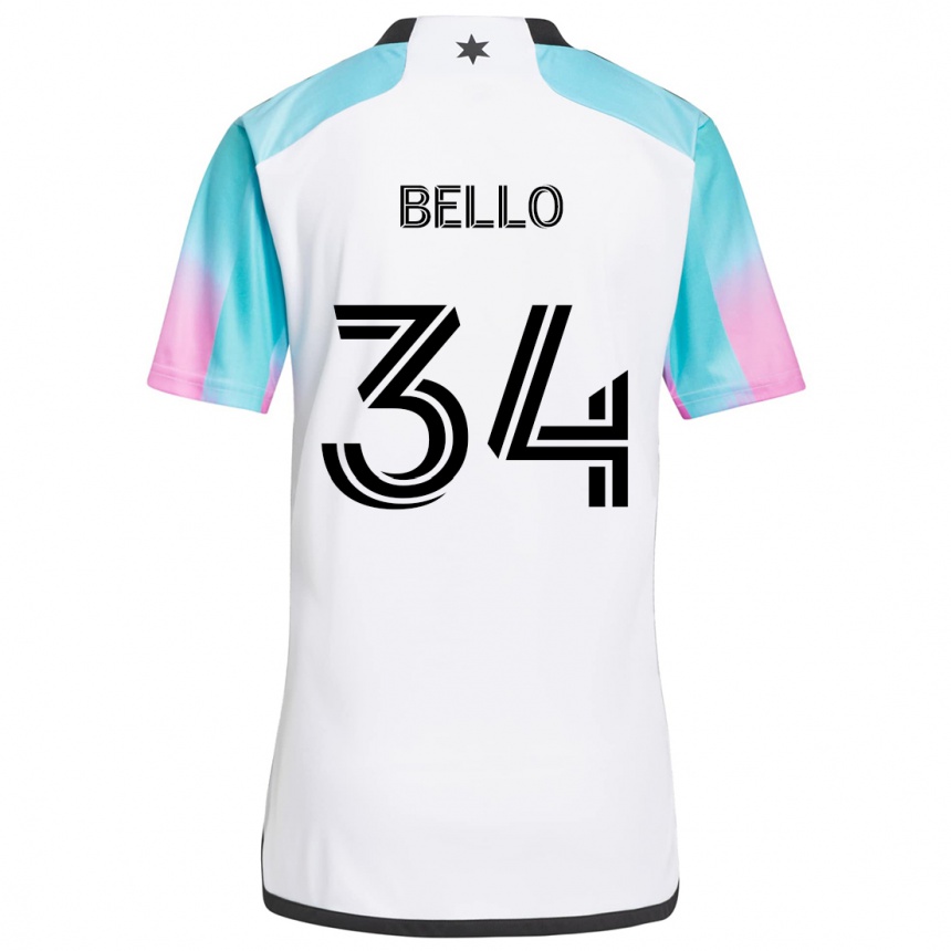 Kids Football Zaydan Bello #34 White Blue Black Away Jersey 2024/25 T-Shirt Za