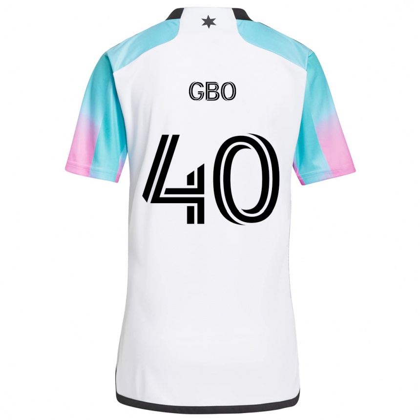 Kids Football Cedrik Gbo #40 White Blue Black Away Jersey 2024/25 T-Shirt Za