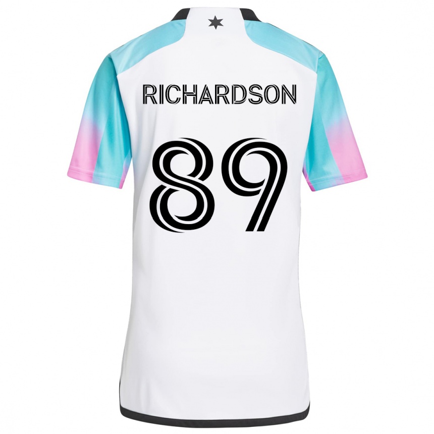 Kids Football Nick Richardson #89 White Blue Black Away Jersey 2024/25 T-Shirt Za