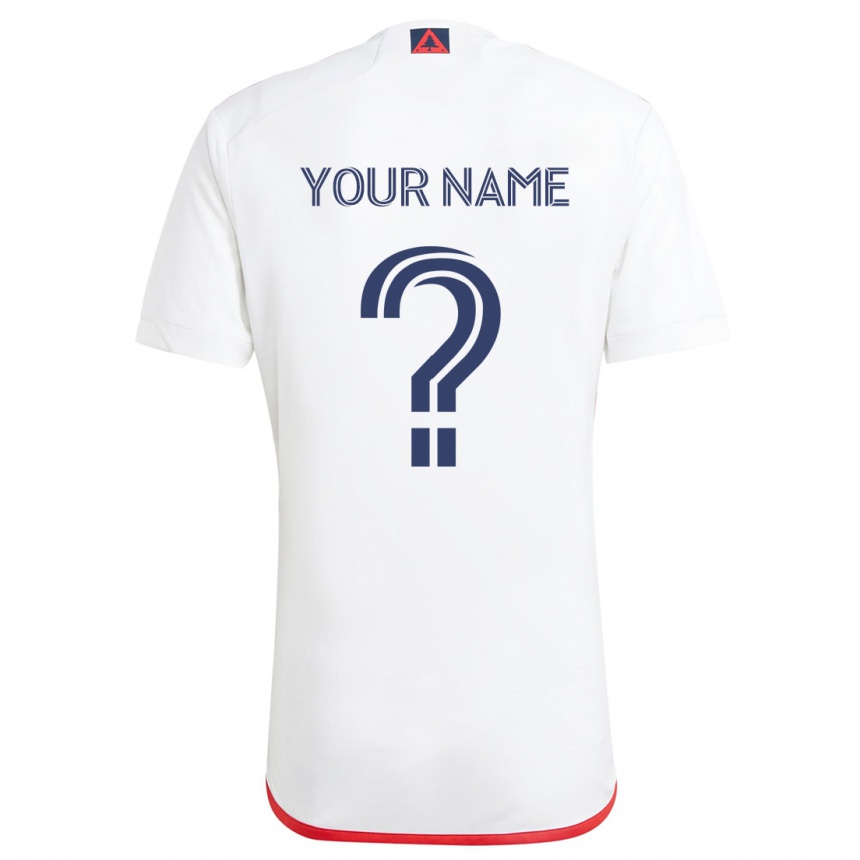 Kids Football Your Name #0 White Red Away Jersey 2024/25 T-Shirt Za