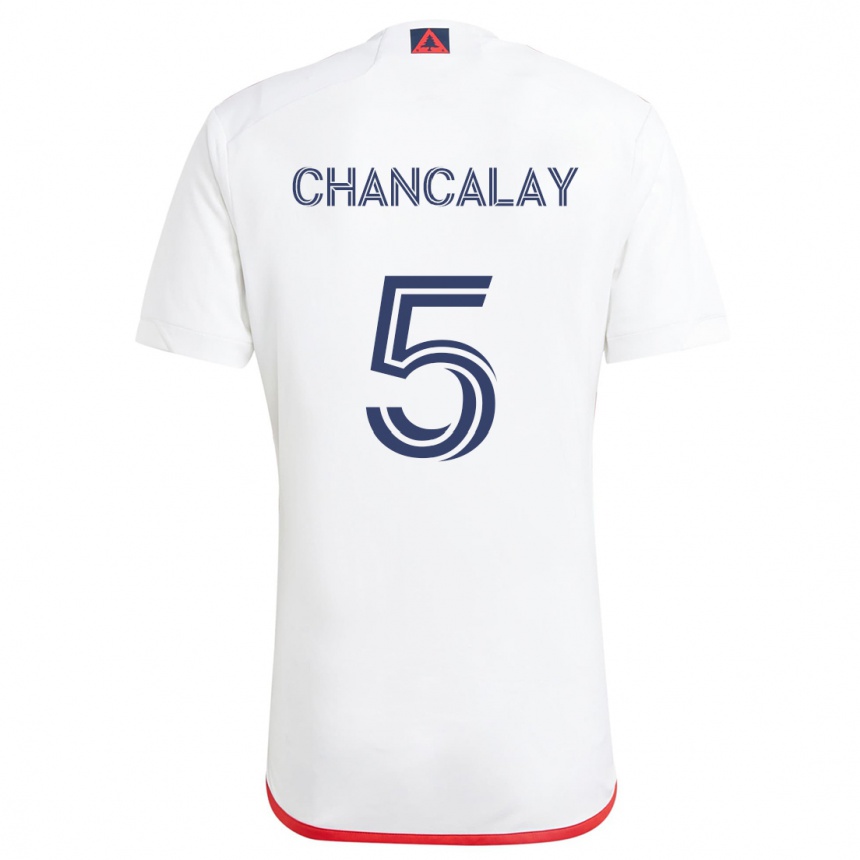 Kids Football Tomás Chancalay #5 White Red Away Jersey 2024/25 T-Shirt Za