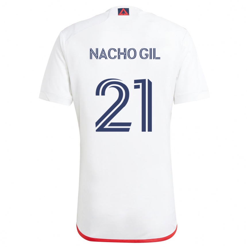 Kids Football Nacho Gil #21 White Red Away Jersey 2024/25 T-Shirt Za