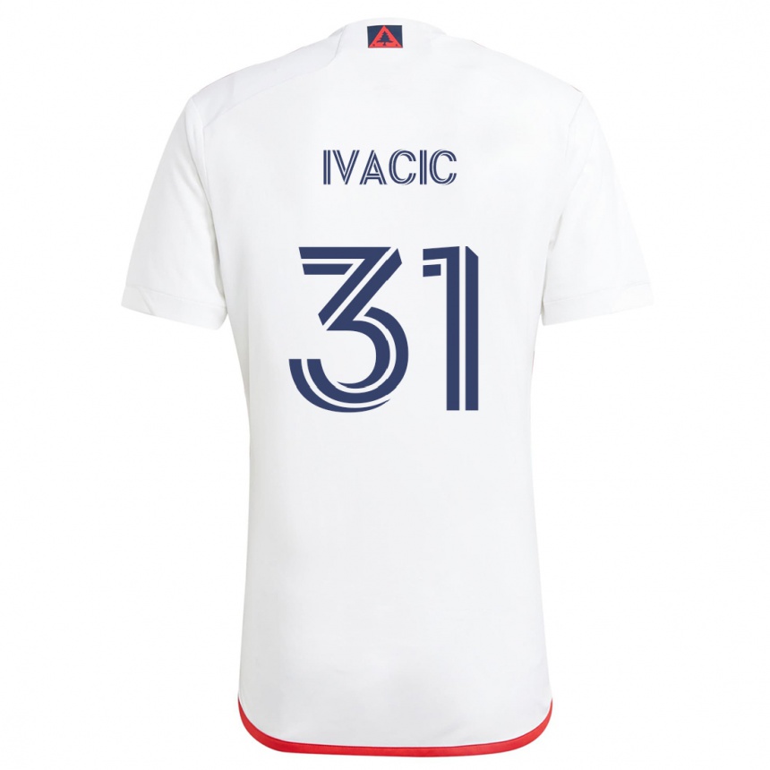 Kids Football Aljaz Ivacic #31 White Red Away Jersey 2024/25 T-Shirt Za