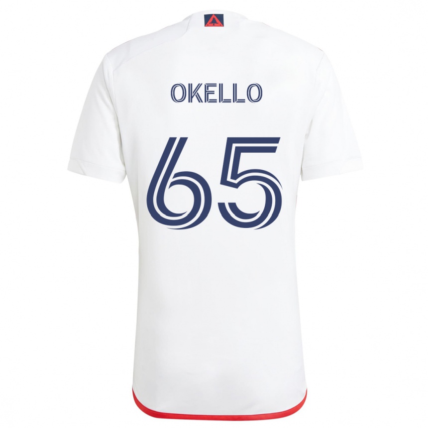 Kids Football Noble Okello #65 White Red Away Jersey 2024/25 T-Shirt Za