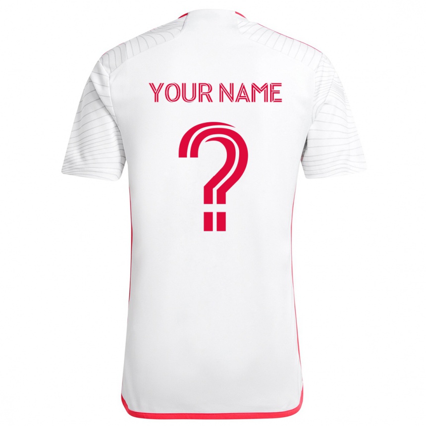 Kids Football Your Name #0 White Red Away Jersey 2024/25 T-Shirt Za