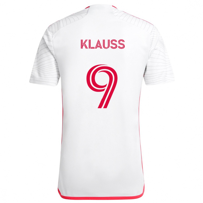 Kids Football João Klauss #9 White Red Away Jersey 2024/25 T-Shirt Za