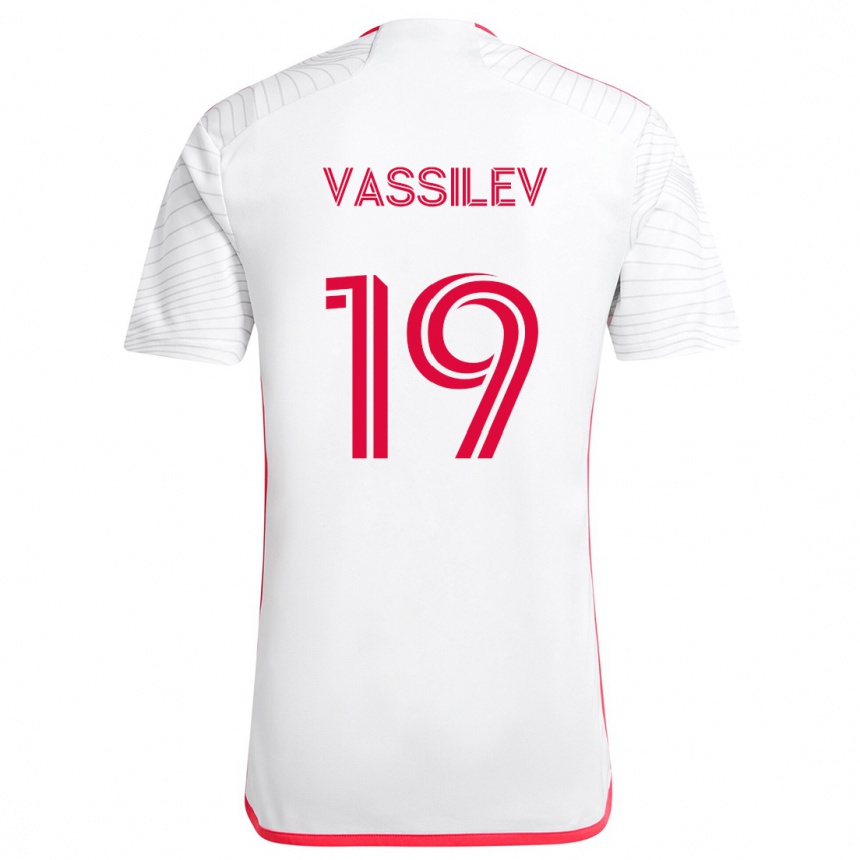 Kids Football Indiana Vassilev #19 White Red Away Jersey 2024/25 T-Shirt Za