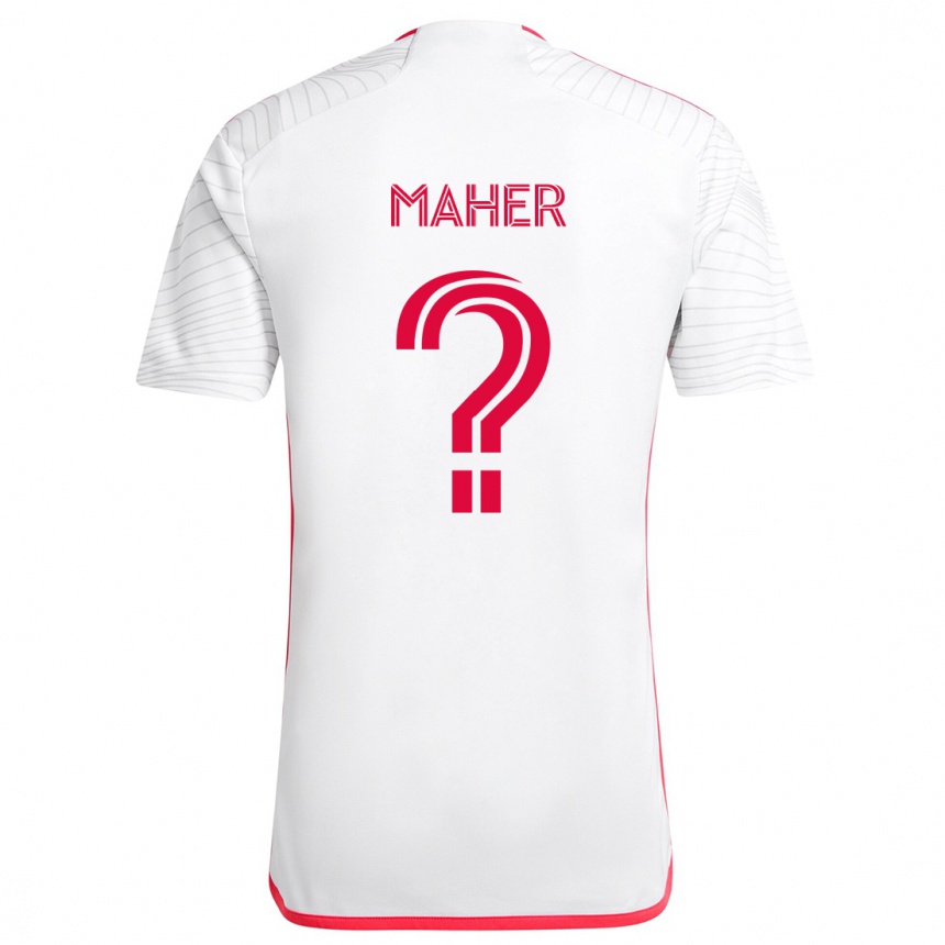 Kids Football Josh Maher #0 White Red Away Jersey 2024/25 T-Shirt Za