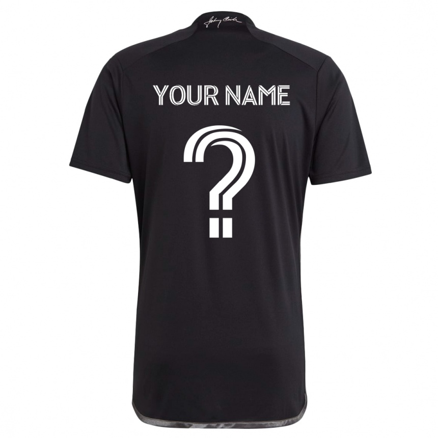 Kids Football Your Name #0 Black Away Jersey 2024/25 T-Shirt Za